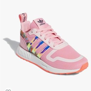 Adidas Kids Multix J Light Pink Floral Shoes Low Sneakers Size 4.5